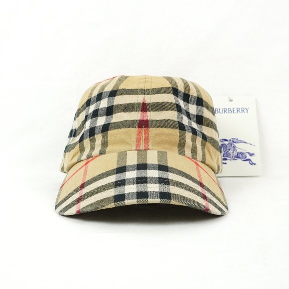 NWT Burberry Check Cotton Baseball Cap In Archive Beige - Unisex Size Small - Picture 1 of 10